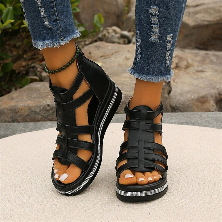Elegant Rhinestone Wedge Sandals for Women
