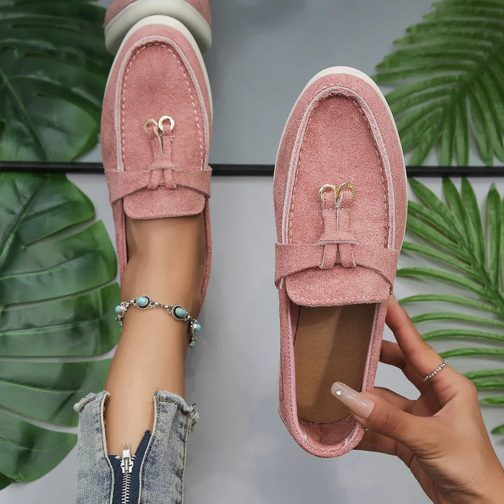 Women's Casual Slip-On Shoes with Round Toe and Decorative Tassels